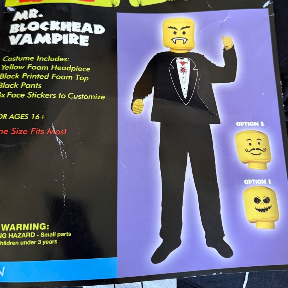 NWT Totally Ghoul Mr Blockhead Vampire Costume Men One Size Morph Costume Co